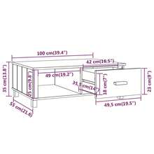 Coffee Table HAMAR Dark Grey 100x55x35 Cm Solid Wood Pine - Grey - View 8