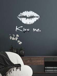 A Set Of Silver And Gold Lip Mirror Surfaces Stickers - Mirror Wall Stickers - View 3