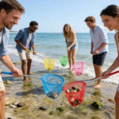 6/3/1pcs Outdoor Fishing Net, Retractable Colorful Stainless Steel Insect Catching Net