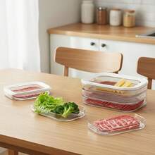 Set Of Layered Food Storage Boxes, Designed For Transporting And Storing Food, Refrigerator Organization, Space-Saving Vertical Design For Meat, Cheese, Salami, Lunch Meat, Easy To Clean & Durable, Vegetables - Multicolor - View 7