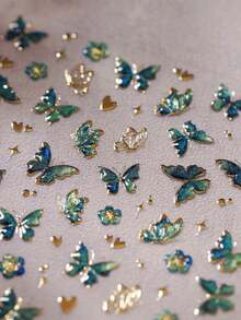 1pc 5D Nail Art Stickers Fragment Colourful Shell Light Butterfly High Quality Nail Stickers Spring Nail Art Decal Design Manicure Nails Nail Supplies - Multicolor-6 - View 2