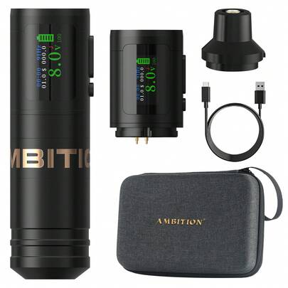 Ambition 1 Stück Ultra Kabellose Tattoo Maschine Stift Neueste Gerade Stange 4,0 mm Hub 1900 mAh Akku Bürstenloser Motor Tattoo Kunst