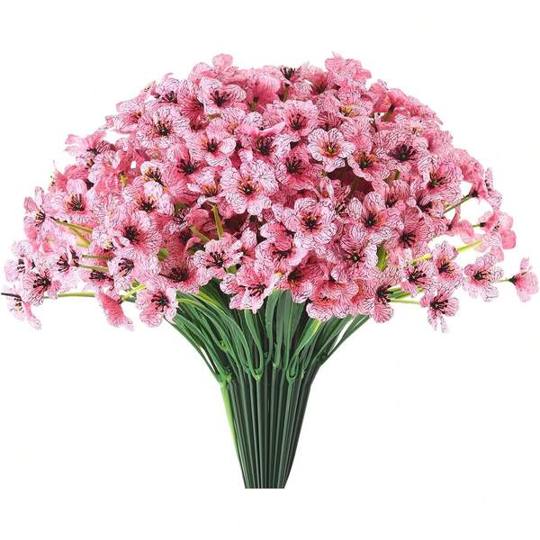 3pcs Artificial Plastic Flowers, UV-Resistant And Fade-Resistant, Suitable For Window Sill, Flower Pot, Yard, Indoor And Outdoor Decoration