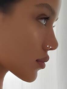1pc S925 Sterling Silver Shiny Zirconia Ball Screw Nose Ring. Suitable For Daily Wear, Perfect Gift For Girlfriend, Mother And Sister. - Single Nose Ring - View 2