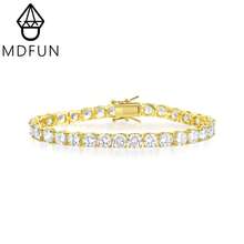 MDFUN 18K镀金5毫米公主方形切割和圆形网球手链，男士嘻哈饰品 - 圓形 - 查看 1