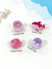 1pc Cute & Fun Ocean Animal Acrylic Small Hair Claw Clip, Sweet Seal, Jellyfish, Whale, Fish, Seashell, Side Bangs Clip, Suitable For Summer Beach Vacation - Multicolor - View 3