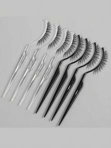 10pcs Eyelash Extension Trial Kit (Excluding Eyelashes), Eyelash Extension Beauty Trial Strip Display Stand, Template Tool, Black & White Plastic Rods For Makeup - Multicolor - View 10