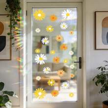 1pc Removable Static Cling Window Film With Floral Plant Pattern, Suitable For Living Room Bedroom Home Decor - Multicolor - View 2