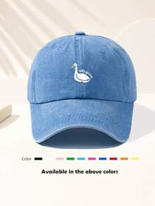 1顶男女通用复古水洗傻鹅图案棒球帽,可调节户外帽,适合春秋季旅行、海滩、运动,2000年代风格老爹帽,最佳万圣节和圣诞节礼物 - 多色 400針 - 查看 11