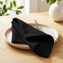 12pcs Solid Color Cloth Napkins, Washable Cotton Table Napkin For Household Dining Fall Autumn Decor Wedding Hotel 45*45cm - Black - View 1