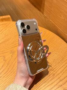 1pc Makeup Mirror Phone Case, Glitter Kickstand Phone Protective Cover Compatible With IPhone 11/12/12 Pro/12 Pro Max/13/13 Pro/13 Pro Max/14/14 Pro/14 Pro Max/15/15 Pro/15 Pro Max/16/16 Pro/16 Pro Max/16 Plus/17/17 Pro/17 Pro Max/17 AIR, , - Silver - View 1