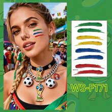 Tatuajes temporales de pintura facial para la Copa Mundial de la FIFA 2026, pegatinas de maquillaje de aficionado al fútbol para eventos de clubes, fiestas - Ver 9