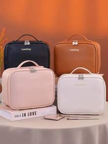 Portable Large Capacity Cosmetic Bag, Multi-Functional Makeup Organizer Bag, Small Handheld Suitcase Makeup Tool Bag - Multicolor - View 9