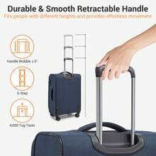Soft Case Luggage 20 24 28 Inch 3 Piece Suitcase Set Carry On Cabin Check In Travel Bag TSA Lock Spinner Wheels Expandable Front Laptop Pocket - Navy Blue - View 4