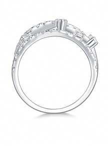 Nhẫn Moissanite bạc 925 cao cấp, không gây dị ứng, nhẫn đính hôn/cưới, thiết kế tối giản, dễ đeo hàng ngày, quà tặng cho ngày Valentine, sinh nhật, đám cưới, kèm hộp quà và giấy chứng nhận. - Bạc - Xem 9
