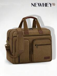 NEWHEY Tas Bahu Kanvas Pria Ukuran 15,6/17,3 Inci, Tas Selempang Laptop Tahan Air untuk Kerja dan Sekolah - MultiWarna - View 10