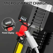 High-Power Rechargeable LED Flashlights, 7 LEDs, Camping Lantern With COB Side Light, Lightweight Outdoor Lighting, ABS HMIT Material - 828 7LED - View 7