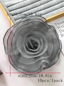 超大纯色欧根纱多层褶边布花，简约设计，适合 DIY 服装、婚纱、服装配饰 - 多色 - 查看 23