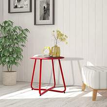 Mesa auxiliar para patio mesa auxiliar redonda de metal resistente a la intemperie portátil mesa auxiliar para jardín balcón patio rojo - rojo - Ver 5