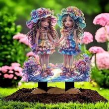 2026 Modelo popular transfronterizo 2D Decoración de hada de jardín de acrílico Enchufe de suelo del parque de hadas Estaca de jardín de primavera colorida - A - Ver 4