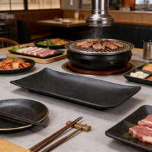 1pc New Black Carbon Fiber Rectangular Plate, 4 Size Options, Melamine Tableware, Material, Clear Carbon Fiber Texture, Minimalist Design, Versatile, Wear-Resistant, Scratch-Resistant, Impact-Resistant, Easy To Clean, Suitable For Sushi, Sashimi, Grilled Meat, Dessert, Home And Restaurant Use - Black - View 7