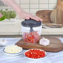 600/1000ml Manual Food Chopper Pull-Down Vegetable Chopper Onion Garlic Chopper Fruit Herb Nut Kitchen Food Processor - Multicolor - View 11