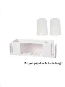 1pc Self-Adhesive 5-Slot Wall Mounted Toothbrush Holder With Cover, Suitable For Shower, Bathroom, Dorm, Can Hold Toothpaste And Toothbrush Cup (Cup Not Included) - Multicolor - View 9