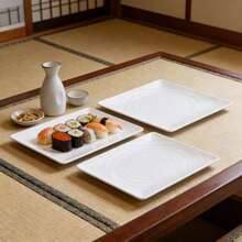 1pc New Threaded Square Plate/Nordic Series/Creative Design/10in, 12in, 14in Options/Scratch & Wear Resistant/Dessert Plate/Sushi Plate/Buffet Plate/BBQ Plate/Holiday Serving Tray/Elegant Photography Plate/Dishwasher - White - View 6