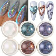 6pcs Nail Art Glitter Set, Includes Aurora And Laser Powder, Holographic And Rainbow Micro Glitters For Achieving Effect On Nails - Multicolor - View 9