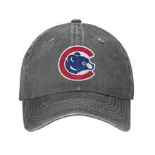 Chicago Cubs Logo Washed Denim Baseball Cap For Adults, Baseball Hat Women Men Washed - 灰色 - 查看 1