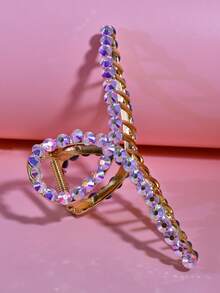 1pc Shiny Colorful Rhinestone Hair Claw, Minimalist Alloy Hair Clip, Women's Hair Accessory For Holiday Party And Casual Daily Wear - Fantasy Colors - View 8