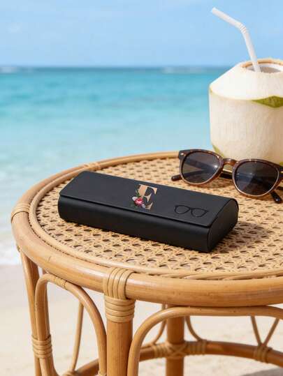 1pc Fashion Simple Letter Printed Pu Glasses Case,Gold 26 Letters A-Z And Floral Pattern,Durable Eyewear Case For Men And Women, Anti-Compression Folding Pouch For Travel,Portable Pu Storage Box For Glasses,Nsuring Your Eyewear Stays Scratch-Free,Perfect Gifts For Family And Friends On Holidays Such As Birthdays, Mother'S Day, Anniversaries, Weddings, Back-To-School Season, And Vacation Season.