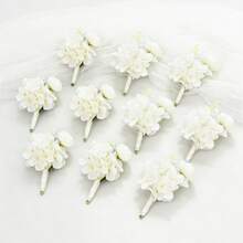 1pc/6pcs Set Hydrangea Flower Lapel Pin For Men, Suitable For Weddings, Grooms And Groomsmen; Ranunculus Flower Boutonniere, Realistic Polyester Wrist Corsage Pin, Perfect For Weddings, Parties, Anniversaries - Boutonniere - View 20