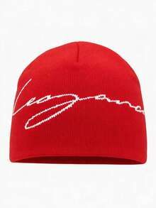 1pc Ins Style Minimalist "Elegance" White Letter Knit Beanie - Versatile Fashion Item For Spring & Autumn - Knitted Hat - View 10