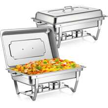 4 Pack Chafing Dish Buffet Set High Grade 8QT Stainless Steel Chafer Complete Set - View 2