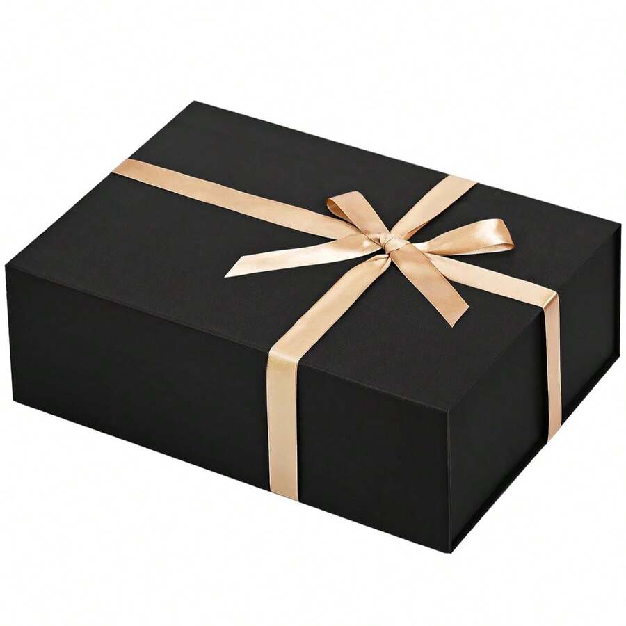 7.8 x 5.5 x 2.4 英寸高端黑色带盖礼盒，优雅磁性礼盒，适合作为伴郎求婚礼物、情人节礼物、婚礼礼物、生日礼物，可包装珠宝、手表、小礼物。 - 查看 1