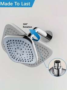 Cabezal de ducha cuadrado de 4 pulgadas de alta presión con brazo de ducha - Un accesorio de baño poderoso, elegante y fijo. Con un flujo de agua potente y un diseño de boquilla de silicona de precisión, este diseño universal se adapta a sistemas de ducha de alta y baja presión. - Cuadrado - Ver 3
