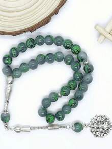 1 bộ vòng tay Tasbih một sợi gồm 33 hạt thủy tinh màu xanh lá cây 10mm, thích hợp đeo hàng ngày theo phong tục Ả Rập. - Nhiều màu - Xem 4