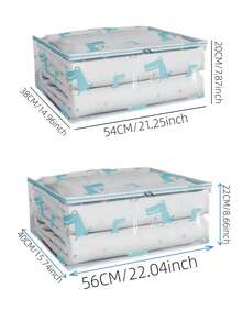 1 件可爱卡通熊透明收纳袋婴儿衣服收纳袋防潮防尘毯子搬家包装袋爱心情人节 - 透明 - 查看 18