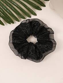 1个黑色/灰色法式压纹发圈，适合日常佩戴，多功能高端马尾辫发圈 - 彩色 - 查看 9