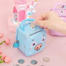 2 chiếc hộp đựng tiền xu hình heo bằng kim loại sáng tạo, hộp đựng tiền xu có khóa dành cho học sinh, quà tặng. - Nhiều màu - Xem 2