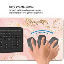 Alfombrilla de mouse extendida para juegos 31.5 x 30.0 cm base grande de goma antideslizante alfombrilla para teclado y mouse para el trabajo juego oficina mármol rosa oro rosa - Mrmol oro rosa - Ver 6
