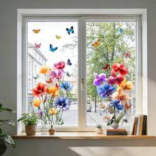 1/3pcs Colorful Floral Window Stickers, Vibrant Orchid, Tulip And Butterfly Decorations, Removable Anti-Collision Glass Stickers, Suitable For Living Room, Kitchen, Home Decor - Tulips and Orchids - View 9