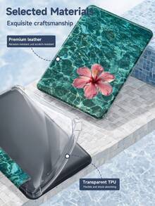 1pc Blue Sea Surface, Pink Seawater, Hawaiian Flower Hibiscus Flower Tablet Case & Kindle E-Book Case Compatible With IPad 10th Generation, 11/Air 4th/Air 7th/9.7 Inches, Compatible With Samsung Galaxy Tab A9 Plus, Kindle (11th Generation-2024 Release)(6 Inch), Kindle Paperwhite 12th Gen 2024, Great Holiday Gift, Stylish And Simple Pattern. - Multicolor - View 9