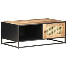 Coffee Table 90x50x35 Cm Rough Mango Wood And Natural Cane - Brown - View 11