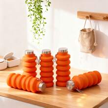 1 Pcs Portable Collapsible Water Bottle - Lightweight Silicone Bottle 500ml, Leak-Proof And Foldable For Gym, Travel, Hiking, Camping, And Everyday Use  (Orange) - 橘色 - 查看 7