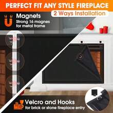 CADARA - Manta bloqueadora de chimenea para evitar la pérdida de calor durante la noche tapón de chimenea ahorra energía cubierta de chimenea negra 33 pulgadas de ancho x 29 pulgadas de alto - como en la foto - Ver 3