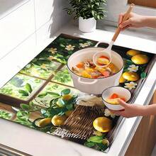 1pc, 2D Rubber Furnace Cover Pad, With Non-Slip And Heat-Resistant Synthetic Surface, Is Suitable For Glass Electric Furnace, With Scratch-Proof Function, And Can Be Used As Oven, Washing Machine And Dryer. - Multicolor - View 8