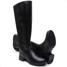 Women's Over-The-Knee Riding Boot With Tractor Sole, Black, Side Zipper, High Elastic Shaft - New Winter Collection - Elegant Women's Boots - 黑色 - 查看 7