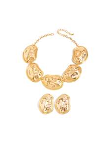 1 Set Fashionable Asymmetrical Patchwork Necklace, Versatile Choker Necklace Design - Multicolor - View 4